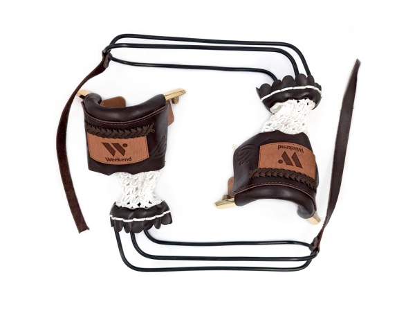 Комплект луз с выкатом RU-M1, скоба - латунь (лен, коричневая кожа, комбинированная) плетенка с логотипом