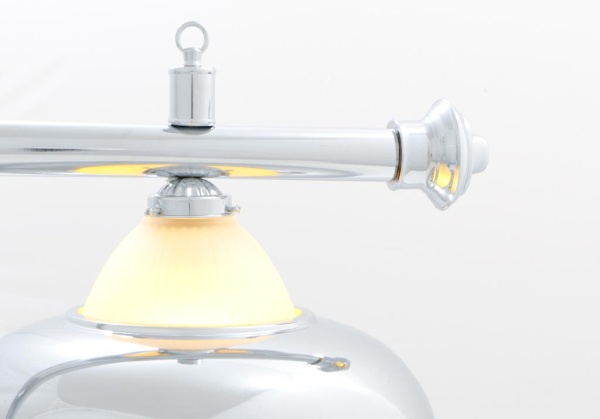 Лампа на пять плафонов «Crown» (серебристая штанга, серебристый плафон D38см)