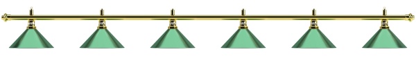 Лампа на шесть плафонов «Evergreen» (золотистая штанга, зеленый плафон D35см)